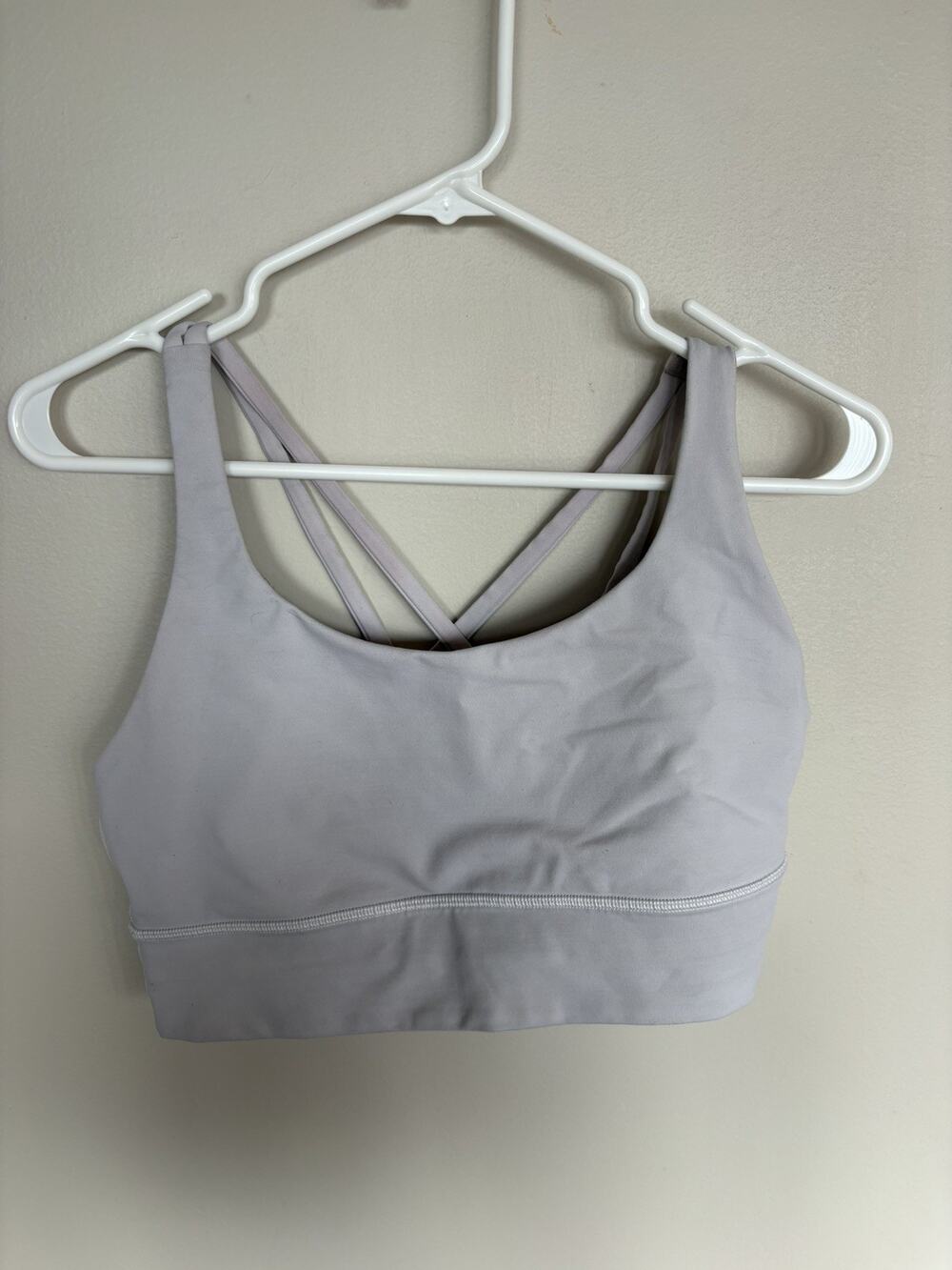 Women’s White Lululemon Energy Sports Bra Size 10 Activewear Workout Athleisure